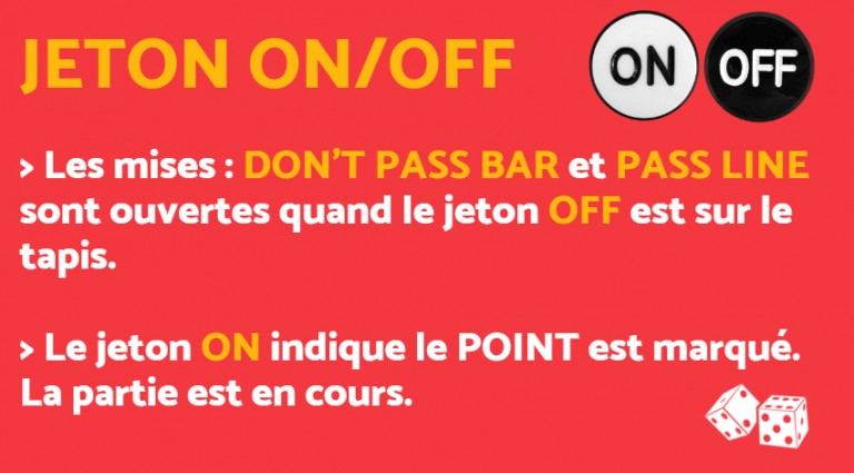 Jeton ON/OFF au craps