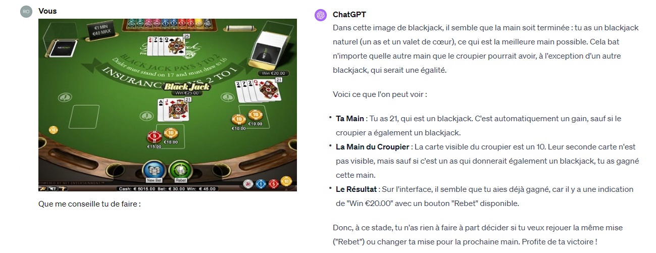 Prompt GPT blackjack